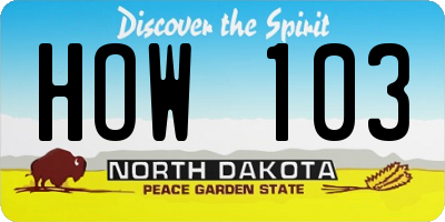 ND license plate HOW103