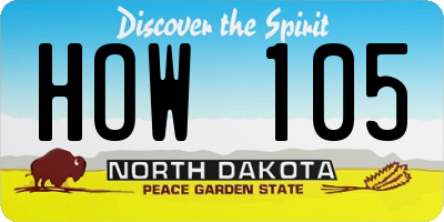 ND license plate HOW105