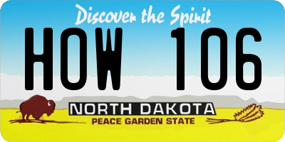 ND license plate HOW106