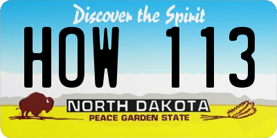 ND license plate HOW113