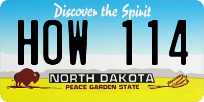 ND license plate HOW114