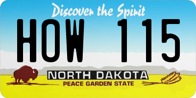 ND license plate HOW115