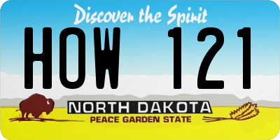 ND license plate HOW121