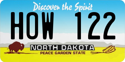 ND license plate HOW122
