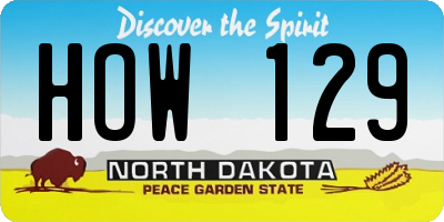 ND license plate HOW129