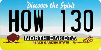 ND license plate HOW130