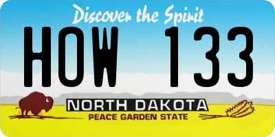 ND license plate HOW133