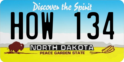 ND license plate HOW134
