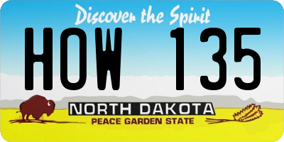 ND license plate HOW135