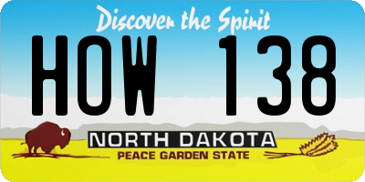 ND license plate HOW138