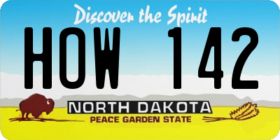 ND license plate HOW142