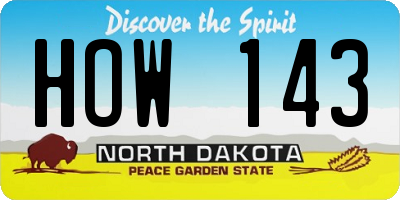 ND license plate HOW143