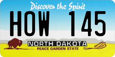 ND license plate HOW145