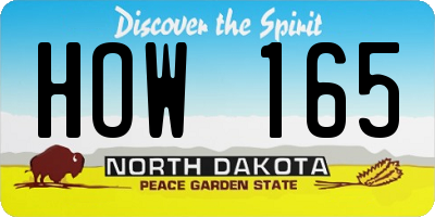 ND license plate HOW165