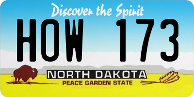 ND license plate HOW173