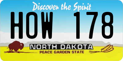 ND license plate HOW178