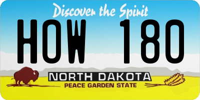 ND license plate HOW180