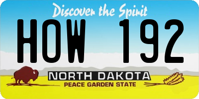 ND license plate HOW192