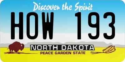 ND license plate HOW193