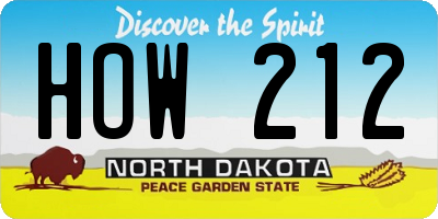 ND license plate HOW212