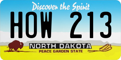 ND license plate HOW213