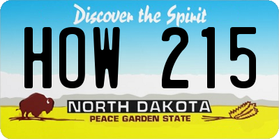 ND license plate HOW215
