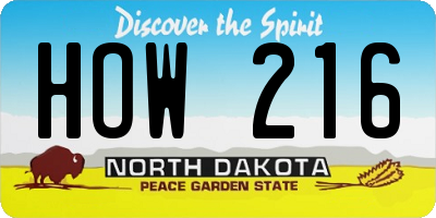 ND license plate HOW216