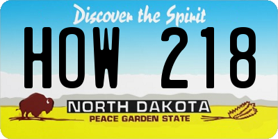 ND license plate HOW218