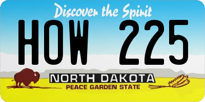 ND license plate HOW225
