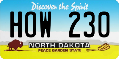 ND license plate HOW230