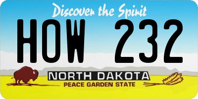 ND license plate HOW232