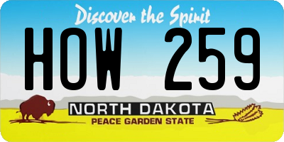 ND license plate HOW259