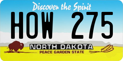 ND license plate HOW275