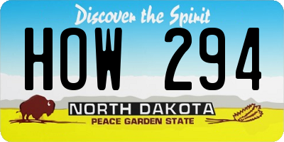 ND license plate HOW294