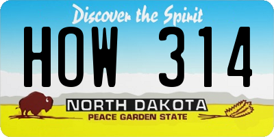 ND license plate HOW314