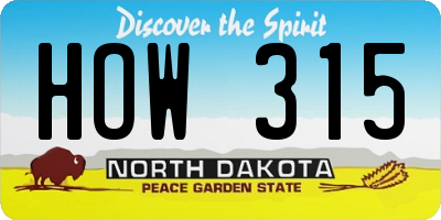 ND license plate HOW315