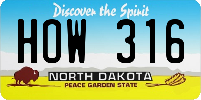 ND license plate HOW316