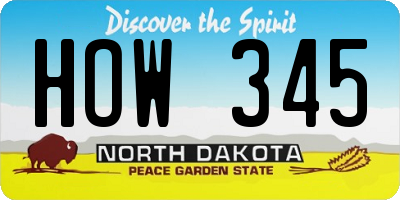 ND license plate HOW345