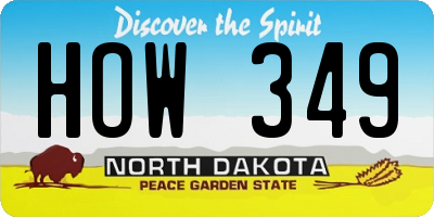 ND license plate HOW349