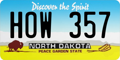 ND license plate HOW357