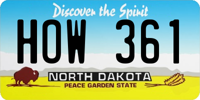ND license plate HOW361