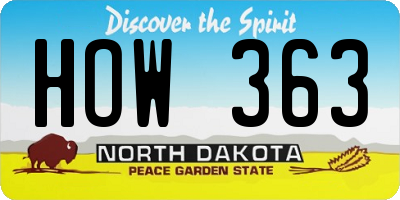 ND license plate HOW363