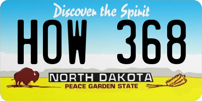ND license plate HOW368