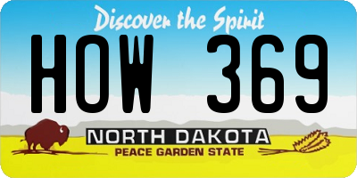 ND license plate HOW369