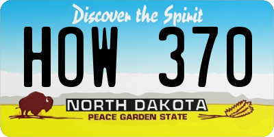 ND license plate HOW370
