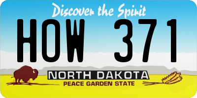 ND license plate HOW371