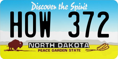 ND license plate HOW372