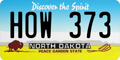 ND license plate HOW373
