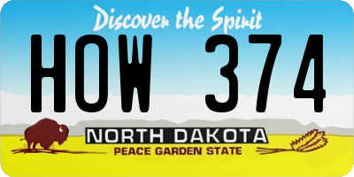 ND license plate HOW374