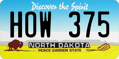 ND license plate HOW375